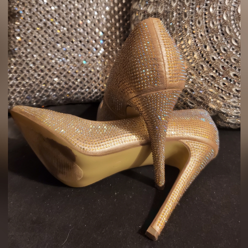 Rose Gold Rhinestone Heels - Picture 3 of 6